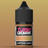 Turbo Dork paint bottle labeled 'Shifting Sands' on a beige background