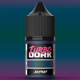 Bottle of Turbo Dork paint with a gradient background