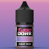Bottle of Turbo Dork Sugar Rush paint with a purple gradient background