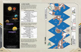 Futuristic map and planetary data system on a beige background