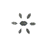 Set of black and gold dice on a white background