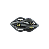 Black and gold die on a white background