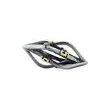 silver and gold elliptic die on a white background