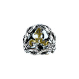 Silver and gold die on a white background