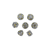 Set of silver and gold dice on a white background