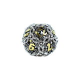 Silver and gold die on a white background