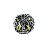 Silver and gold die on a white background