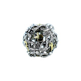 Silver and gold die on a white background