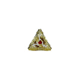 Gold triangle die on a white background