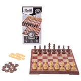 Travel Games: Rustik Foldable Magnetic Checkers/Chess  (Peachwood)