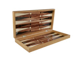 Backgammon - 19" American Walnut Decoupage Backgammon Set