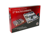 Backgammon- 15" Grey Vinyl Backgammon Set