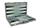 Backgammon- 18" Grey Vinyl Backgammon Set with Stripe