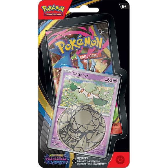 Pokémon trading card game packaging with Cottonee card on a white background