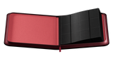 Card binder with red border on a white background