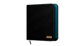 Black and blue binder with a brand logo on a white background
