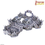 Fantasy dragon model with intricate detailing on a white background, featuring the 'Dungeons & Lasers' logo.