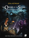Cover of 'The Order of the Stone' from Call of Cthulhu with two characters and a mystical design.