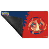 Pokemon mouse pad with Charizard design on a red and blue background