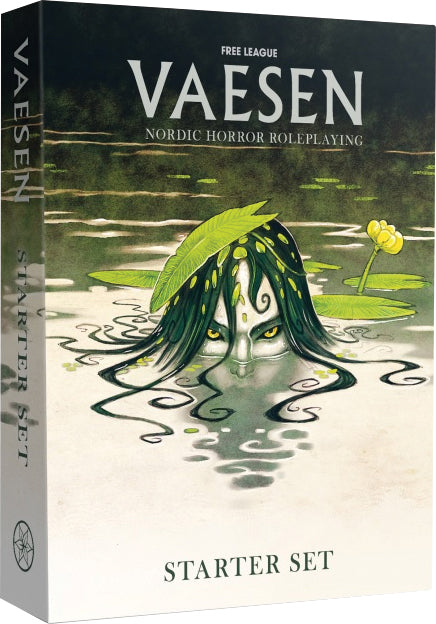 Vaesen Nordic Horror Roleplaying Starter Set packaging with a fantasy design.