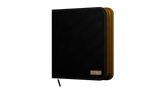 Black and brown card binder on a white background