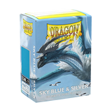 Dragon Shield packaging for sky blue and silver sleeves on a white background