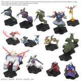 Collection of robot models on black stands with text indicating they are CG representations.