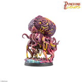 Colorful fantasy figurine with brain-like top on a white background, featuring 'Dungeons & Lasers' logo.
