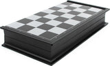Black chessboard with checkered pattern on a white background
