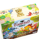 Flamecraft Duals board game box with colorful dragon illustrations on a white background