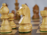 Chess Set - Sheesham/Boxwood German Knight on Walnut & Maple Veneer Board