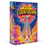 Board game box titled '3-2-1 Countdown' with rocket design on a colorful background