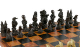 Chess Set - Sea Life Resin Chess Pieces on Faux Leather Old World Map Board