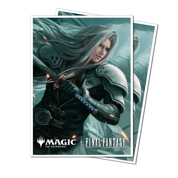 Card with a character from 'Final Fantasy' and 'Magic: The Gathering' logos on a white background