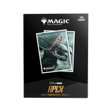 Pack of Magic: The Gathering card sleeves with a visible card on a black background