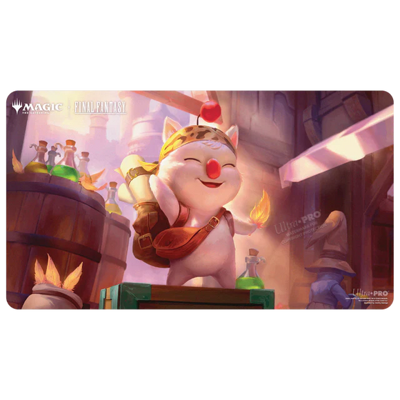 Playmat with cartoon character and 'Magic: The Gathering' branding