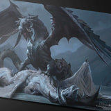 Illustration of a dragon attacking a creature in a fantasy setting