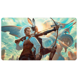 Fantasy-themed playmat with a character holding a bow and arrow