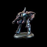 Metallic fantasy figurine on a black background