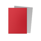 Red and gray greeting cards on a white background