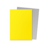Yellow and gray paper sheets on a white background