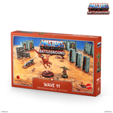 Masters of the Universe Battleground toy set packaging with figures and landscape on a white background