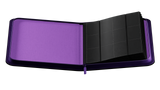 Purple and black card binder open  on a white background