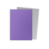 Purple card and gray envelope on a white background