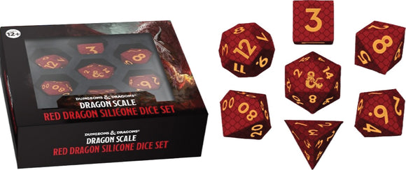 Red dragon silicone dice set with packaging