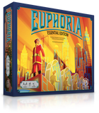 Board game box titled 'Euphoria Essential Edition' with colorful artwork on a white background