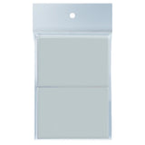 Clear plastic bag with a white label on a white background