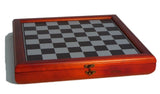 Chess Set - Cats & Dogs Resin Men on Cherry Stained Chest