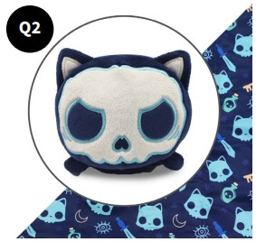 TeeTurtle Skull Cat Plushie Tote Bag: (Dark Blue)
