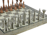 Chess Set - Solid Brass Art Deco Chessmen on Grey Briar Chess Board